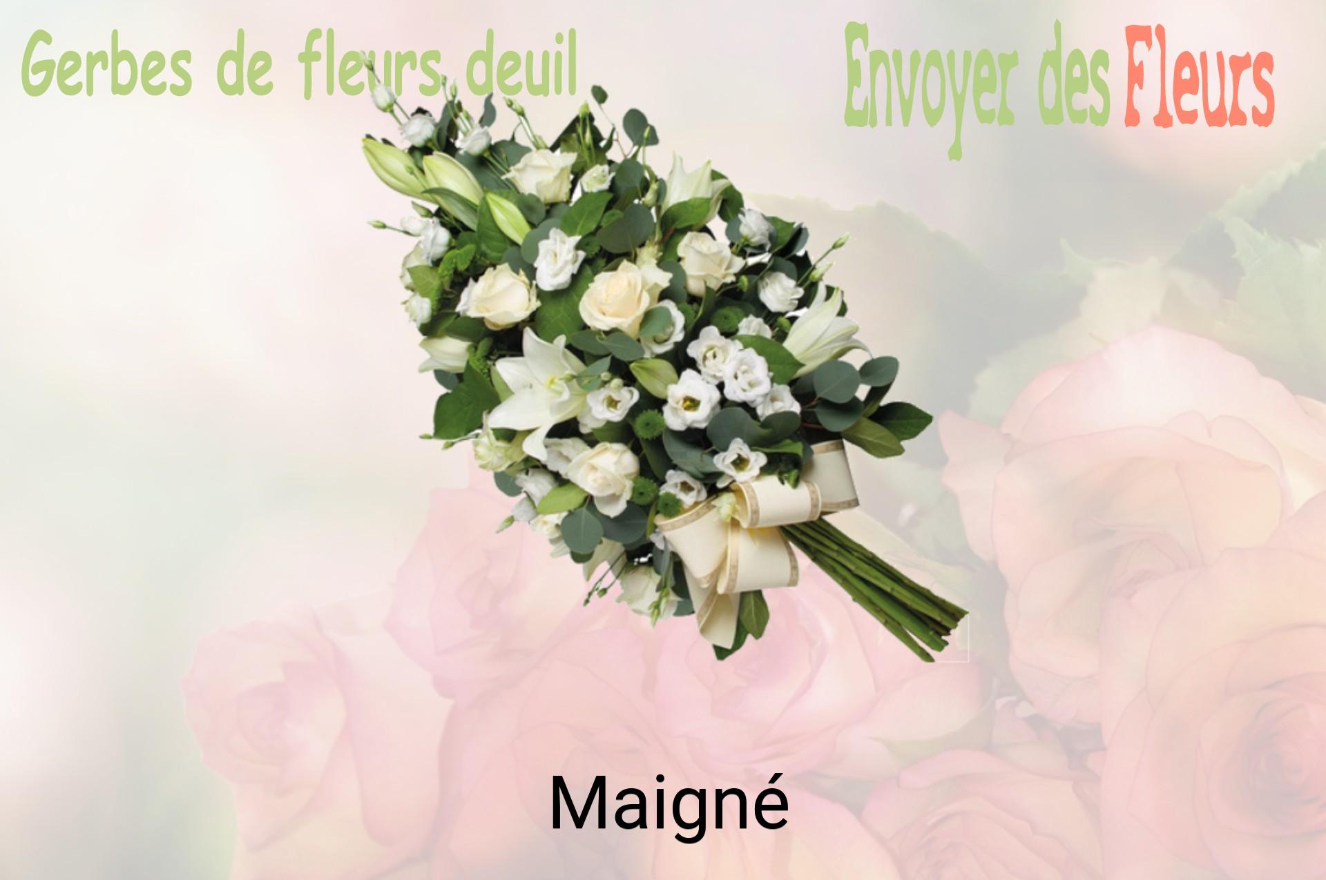 Gerbe de fleurs de deuil livrée à Maigné